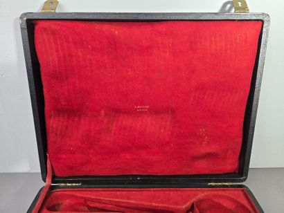 Household chest with leather top lid and...