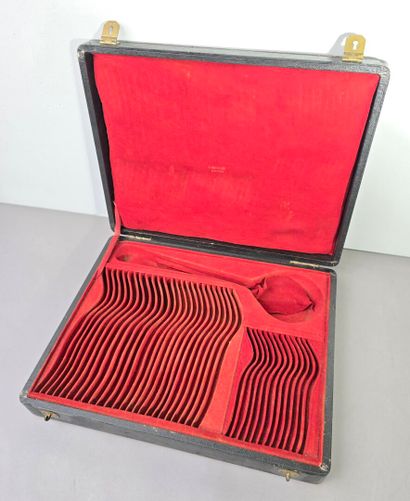 Household chest with leather top lid and...