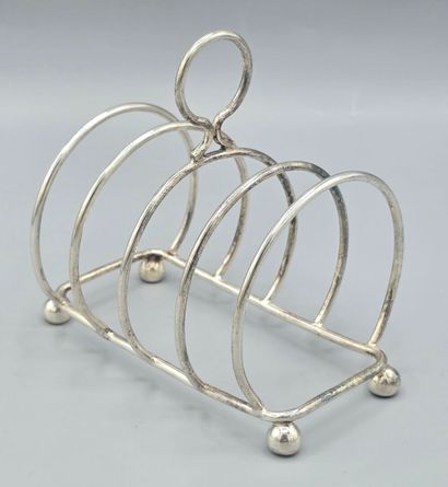 English silver-plated metal toast holder,...