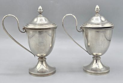Paire de moutardiers en argent (?)ou métal...