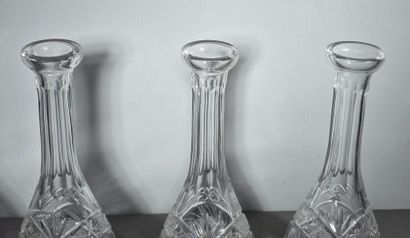Beautiful set of 3 large white crystal decanters...