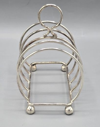 English silver-plated metal toast holder,...
