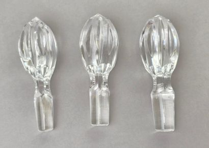 Beautiful set of 3 large white crystal decanters...