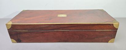 A mahogany household chest with brass fillets...