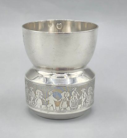 PRUDHOMME
Coquetier en argent avec large...