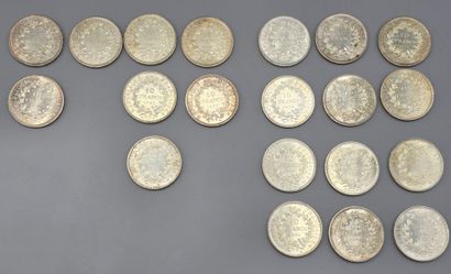 Lot de 20 pièces en argent dit Hercule 10...