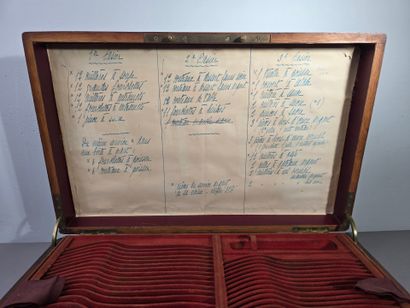 Large wooden household set with brass side...