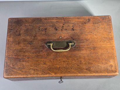 Household chest, probably oak with brass...