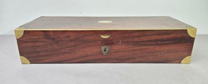 A mahogany household chest with brass fillets...