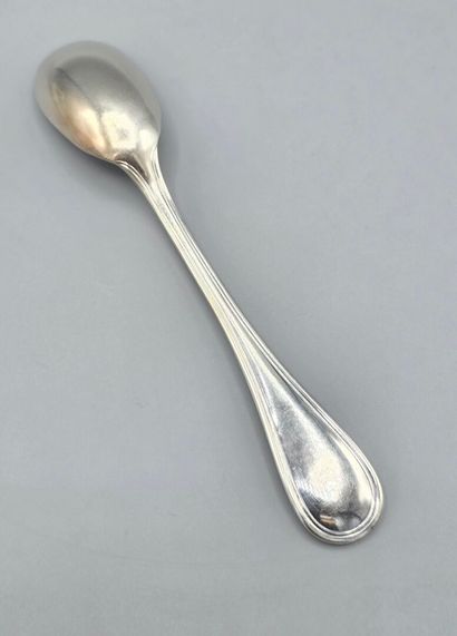 CHRISTOFLE
Pair of salt scoops and an egg...