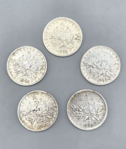 Lot de pièces de 5 francs Semeuse (millésimes...