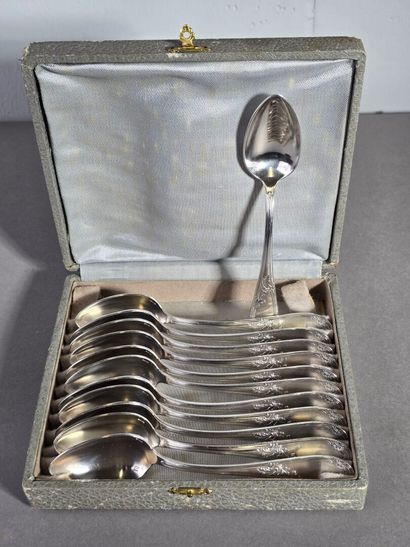 APPOLO 
Set of 12 silver-plated coffee spoons...