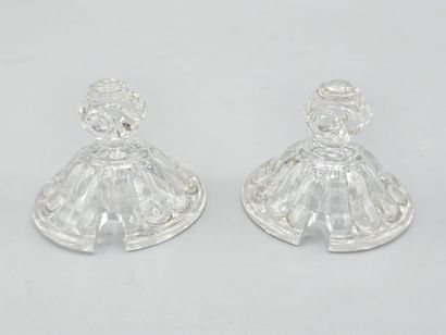 BACCARAT
Pair of molded crystal covered mustard...