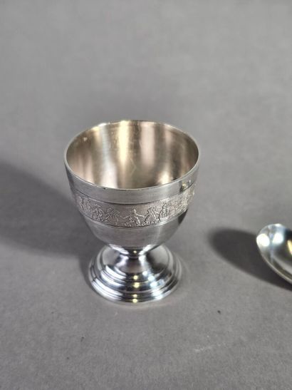 PRUDHOMME
Egg cup and spoon in silver-plated...