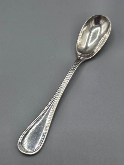 CHRISTOFLE
Pair of salt scoops and an egg...