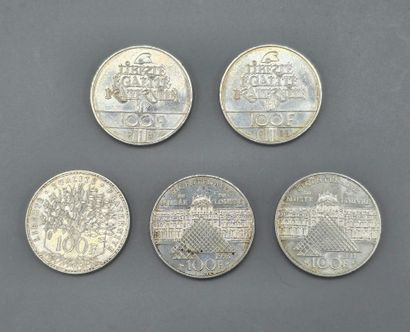 FRANCE.
Lot de 5 pièces commémoratives de...