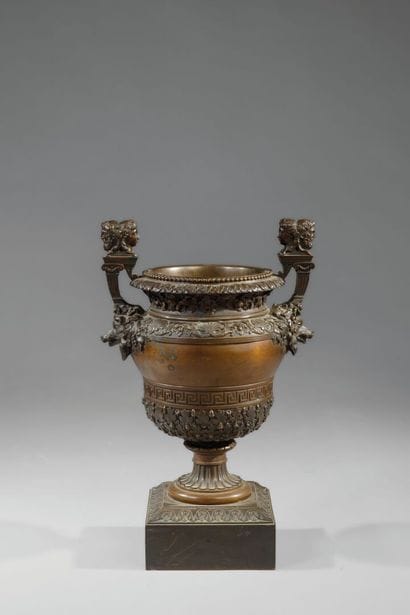 A significant antique-style bronze vase with...