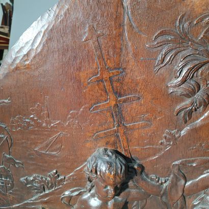 Beautiful panel of scalloped wood paneling...