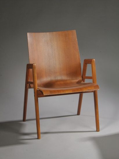 Pair of Scandinavian teak armchairs
Square-section...