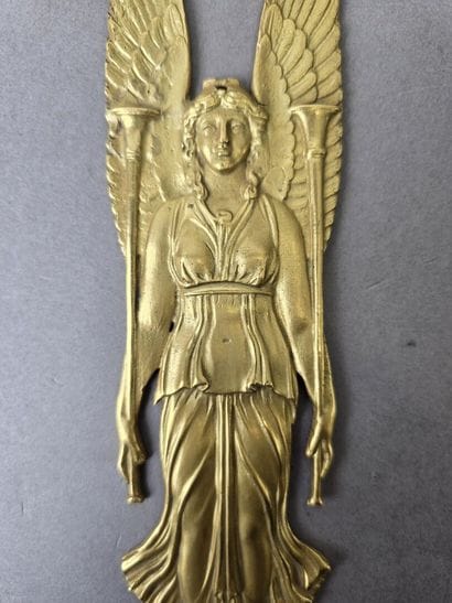 Pair of gilded, chiseled bronze wall sconces...