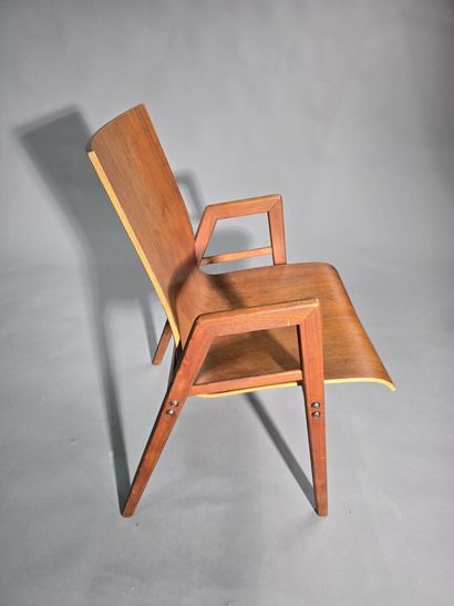 Pair of Scandinavian teak armchairs
Square-section...