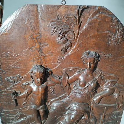 Beautiful panel of scalloped wood paneling...