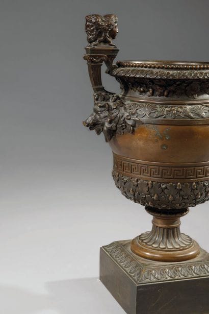 A significant antique-style bronze vase with...