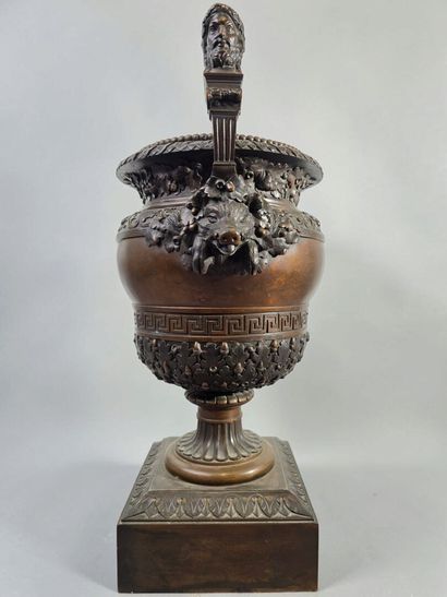 A significant antique-style bronze vase with...