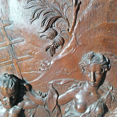 Beautiful panel of scalloped wood paneling...