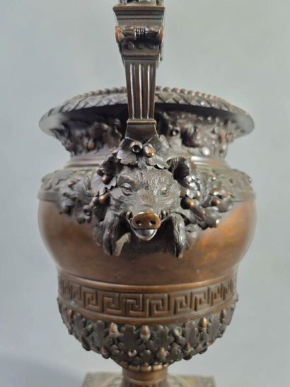 A significant antique-style bronze vase with...