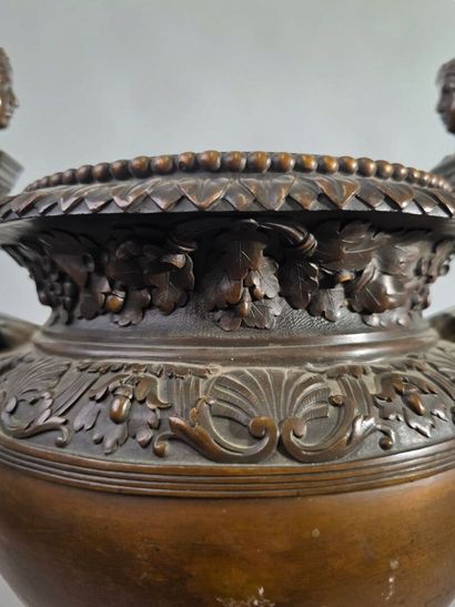 A significant antique-style bronze vase with...