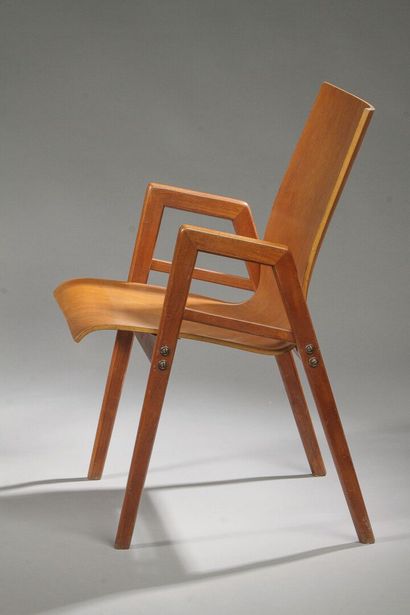 Pair of Scandinavian teak armchairs
Square-section...