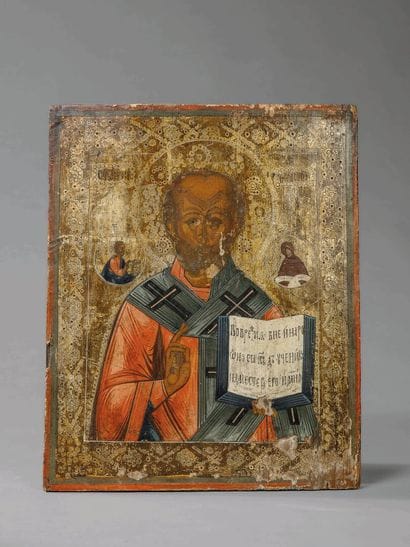 RUSSIA
Orthodox icon painted in tempera depicting...