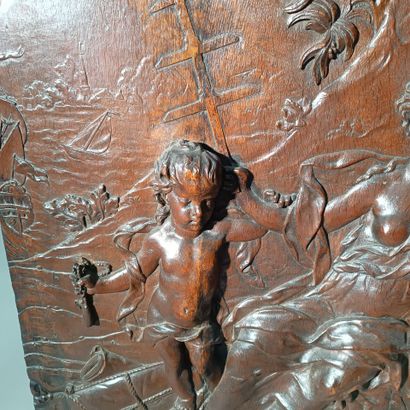 Beautiful panel of scalloped wood paneling...