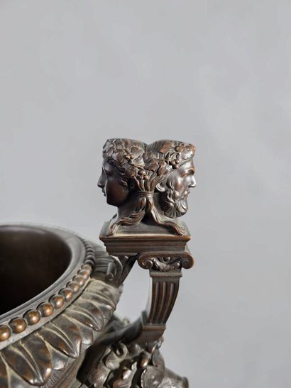 A significant antique-style bronze vase with...