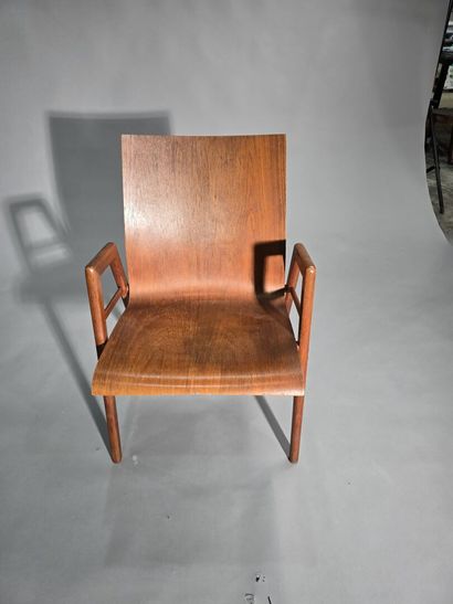 Pair of Scandinavian teak armchairs
Square-section...