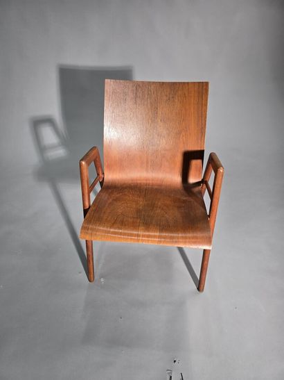 Pair of Scandinavian teak armchairs
Square-section...