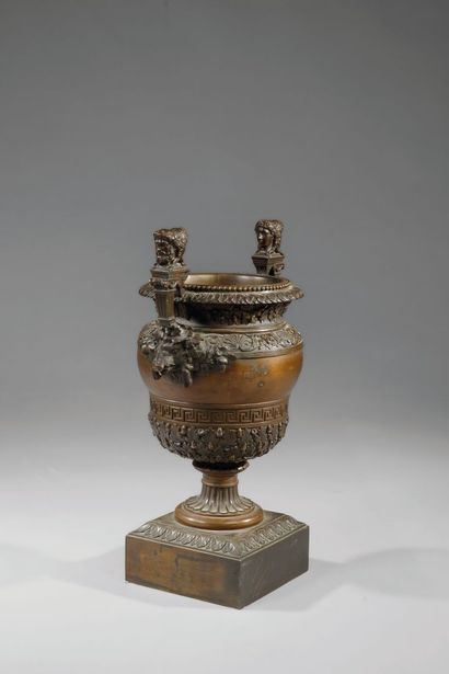 A significant antique-style bronze vase with...