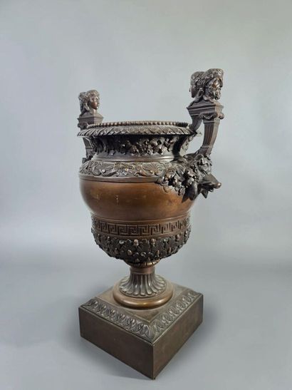 A significant antique-style bronze vase with...