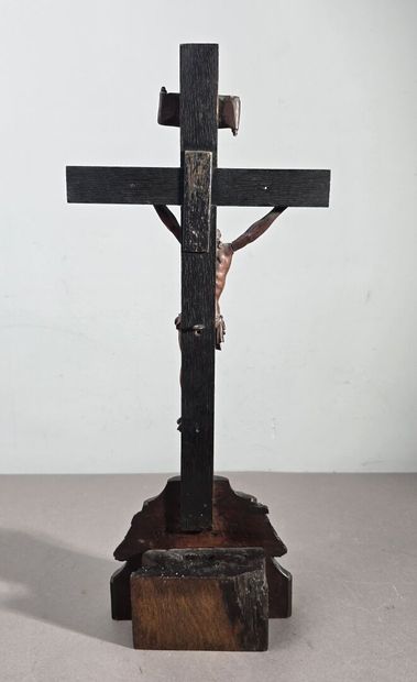 Crucifix depicting Christ, carved from boxwood.
Base...