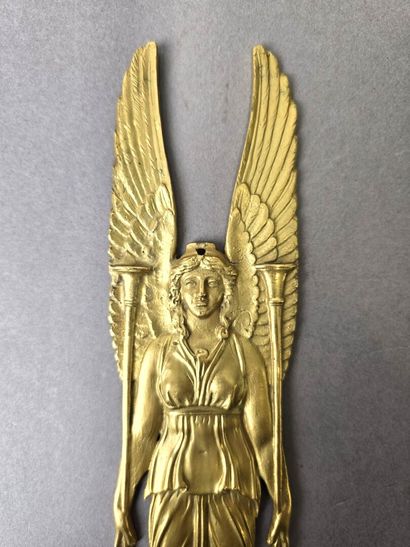 Pair of gilded, chiseled bronze wall sconces...