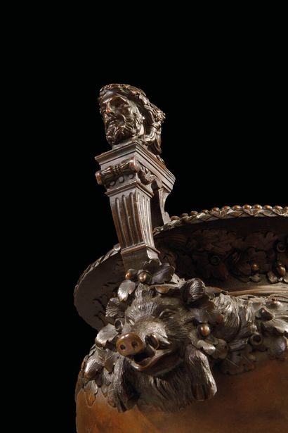 A significant antique-style bronze vase with...