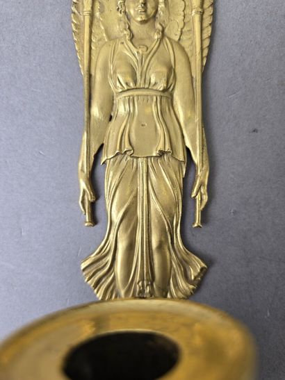 Pair of gilded, chiseled bronze wall sconces...