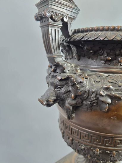 A significant antique-style bronze vase with...