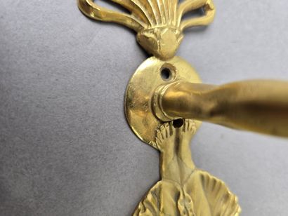 Pair of gilded, chiseled bronze wall sconces...