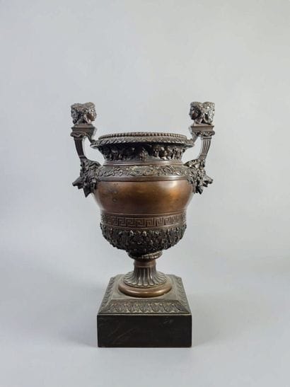 A significant antique-style bronze vase with...