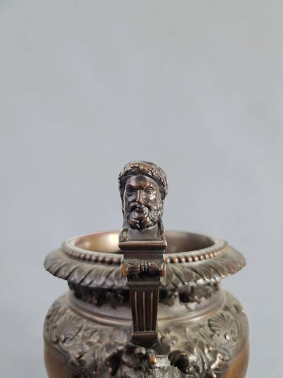 A significant antique-style bronze vase with...