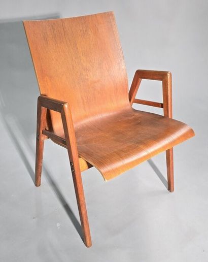 Pair of Scandinavian teak armchairs
Square-section...