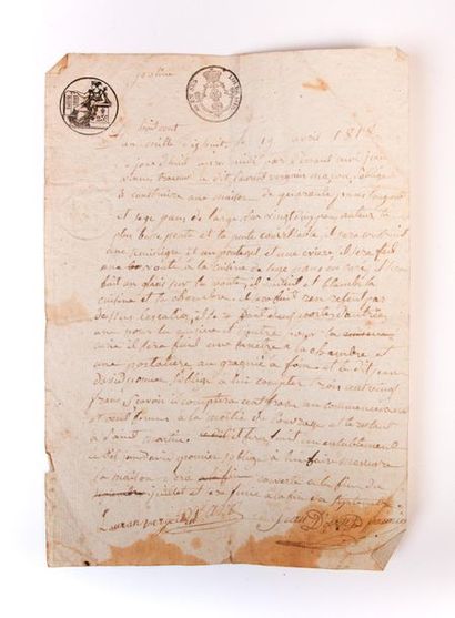 Actes notariés.
Lot de 14 lettres manuscrites...