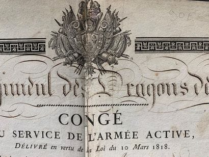 Congé du service de l'armée active à entête...